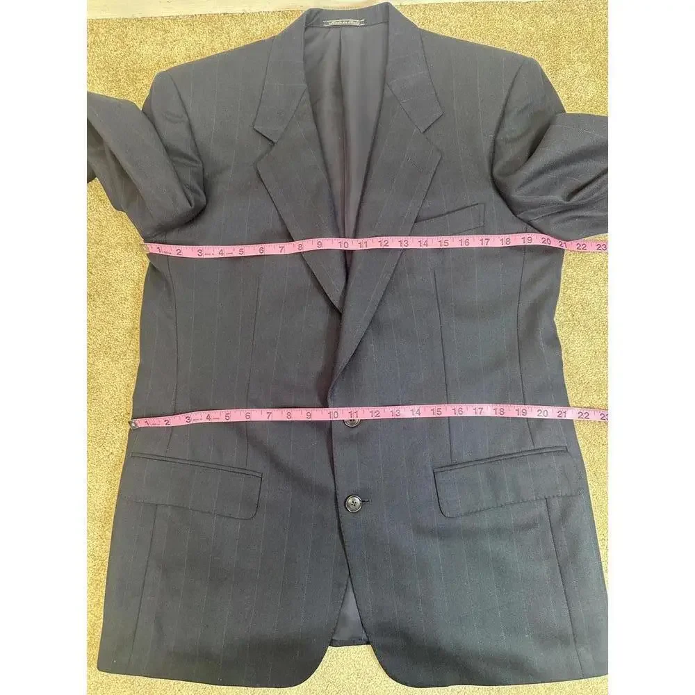 Mens 42 Ermenegildo Zegna Blue Pinstripe Blazer Business Office Corporate Luxury